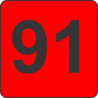 Number Ninety One (91) Fluorescent Circle or Square Labels